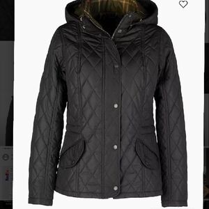 Womens Black Barbour Millfire Quilted Hooded Jacket NWT Size 12